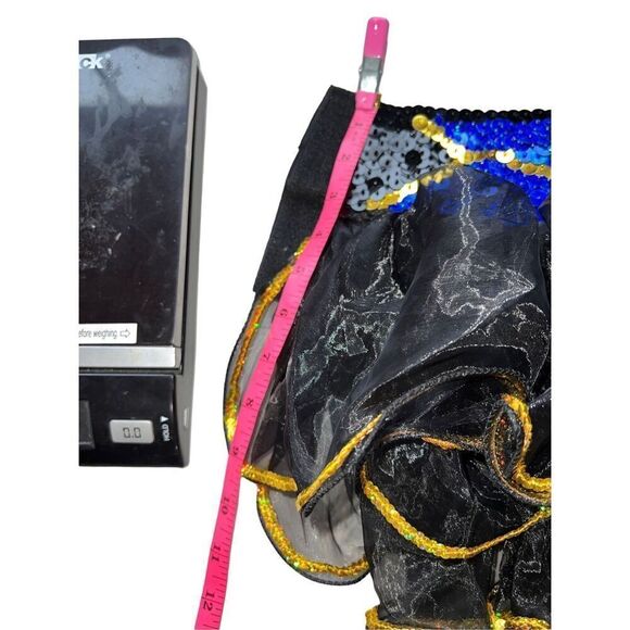 Black Gold Dance Cheer Pageant Costume Sequins Girls Medium CM 6pc Halter Tutu - Picture 11 of 14